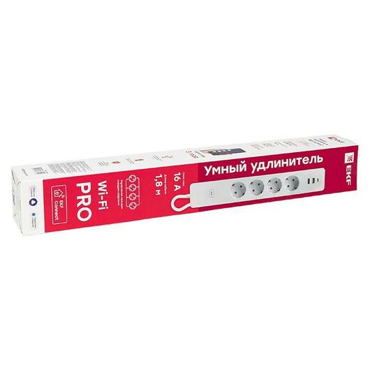 Удлинитель умный 4х1.8м 16А IP20 Connect PRO Wi-Fi 3хUSB с выкл. с управлением по Wi-Fi PRO PROxima EKF RCE-2-WF, изображение 8 • Купить по низкой цене в интернет-магазине СМЭК