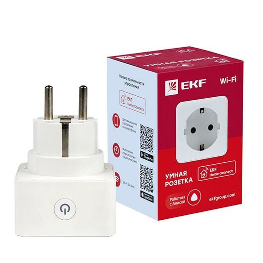 Розетка умная Wi-Fi 1-м 16А IP20 бел. Connect EKF RCS-1-WF, изображение 3 • Купить по низкой цене в интернет-магазине СМЭК