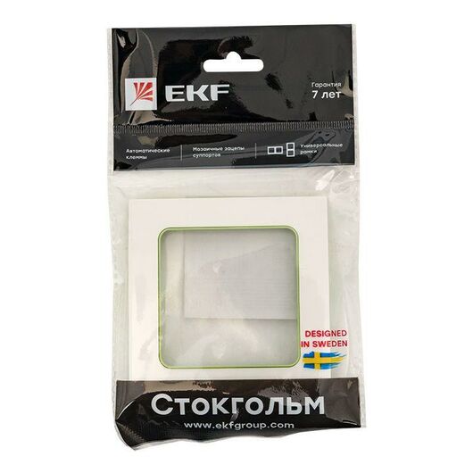 Рамка 1-м Стокгольм бел. с линией цвета зел. PROxima EKF EXM-G-302-20, изображение 6 • Купить по низкой цене в интернет-магазине СМЭК