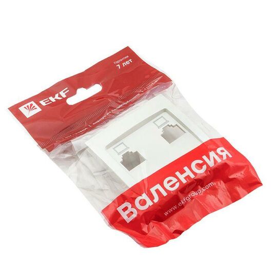 Панель лицевая Валенсия для розетки компьютерной 2-м RJ45 жемчуж. PROxima EKF ESK02-L-035-50, изображение 3 • Купить по низкой цене в интернет-магазине СМЭК