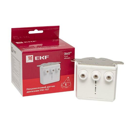 Датчик движения микроволновый MW-707 2000Вт 360гр. 30м IP65 бел. для высоких потолков EKF dd-mw-707, изображение 3 • Купить по низкой цене в интернет-магазине СМЭК