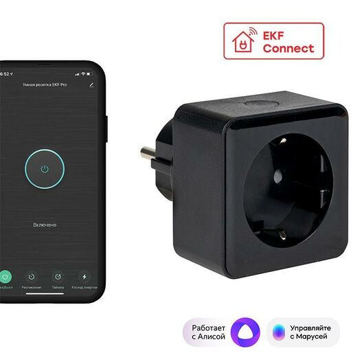 Розетка умная Wi-Fi PRO 1-м 16А IP20 черн. Connect EKF RCS-2-WF, изображение 4 • Купить по низкой цене в интернет-магазине СМЭК