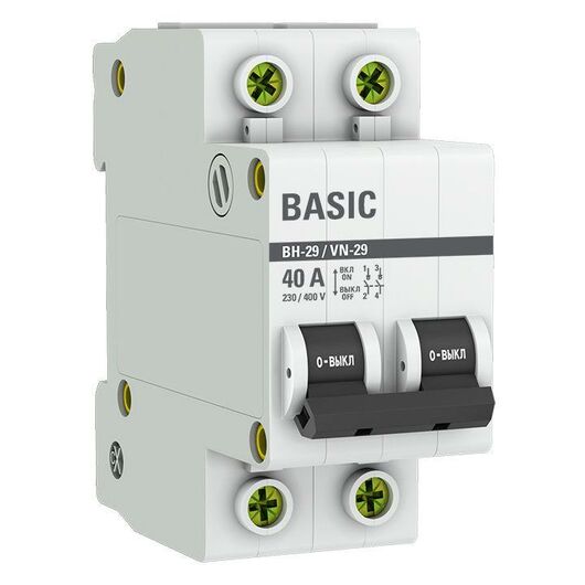 Выключатель нагрузки 2п 40А ВН-29 Basic EKF SL29-2-40-bas, изображение 3 • Купить по низкой цене в интернет-магазине СМЭК
