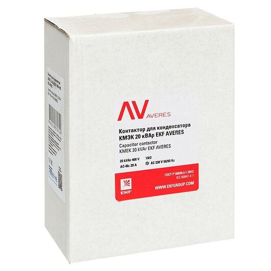 Контактор для конденсатора КМЭК 20квар 230В 1NО AVERES EKF ctrk-s-29-20-230-av, изображение 3 • Купить по низкой цене в интернет-магазине СМЭК