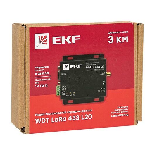 Модем беспроводной передачи данных WDT LoRa 433 L20 PROxima EKF wdt-L433-20, изображение 3 • Купить по низкой цене в интернет-магазине СМЭК