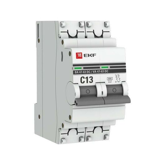 Выключатель автоматический модульный 2п C 13А 6кА ВА 47-63 DC PROxima EKF mcb4763-DC-2-13C-pro, изображение 3 • Купить по низкой цене в интернет-магазине СМЭК