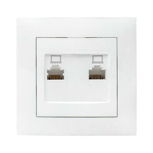 Розетка компьютерная 2-м СП Валенсия RJ45 бел. PROxima EKF EWK02-035-10, изображение 3 • Купить по низкой цене в интернет-магазине СМЭК