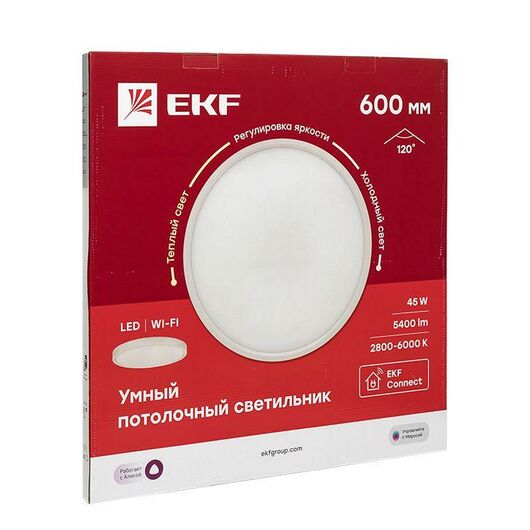 Светильник потолочный Умный 600мм Connect EKF sclwf-600-cct, изображение 7 • Купить по низкой цене в интернет-магазине СМЭК