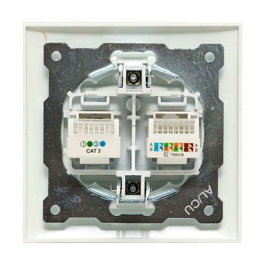Розетка компьютерная + телефонная 2-м СП Валенсия RJ45 + RJ11 бел. PROxima EKF EWK02-035-30, изображение 3 • Купить по низкой цене в интернет-магазине СМЭК