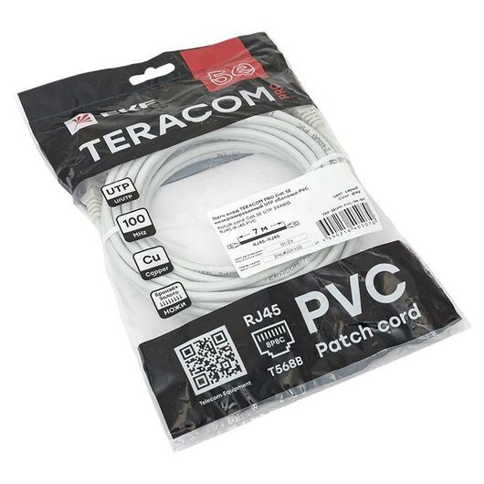 Патч-корд кат.5E UTP неэкранир. PVC сер. 7.0м TERACOM PRO EKF TRP-5EUTP-PVC-7M-GY • Купить по низкой цене в интернет-магазине СМЭК