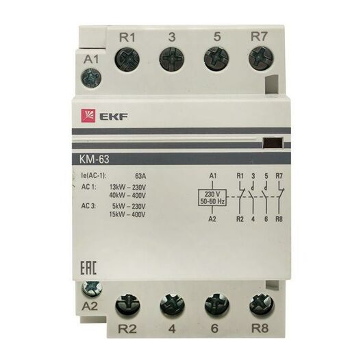 Контактор модульный КМ 63А 2NО+2NC (3 мод.) PROxima EKF km-3-63-22 • Купить по низкой цене в интернет-магазине СМЭК
