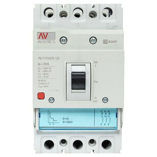 Выключатель автоматический 50А 80кА AV POWER-1/3 TR AVERES EKF mccb-13-50H-TR-av • Купить по низкой цене в интернет-магазине СМЭК