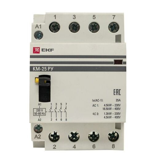 Контактор модульный КМ РУ 25А 4NO (3 мод.) PROxima EKF km-3m-25-40, изображение 5 • Купить по низкой цене в интернет-магазине СМЭК