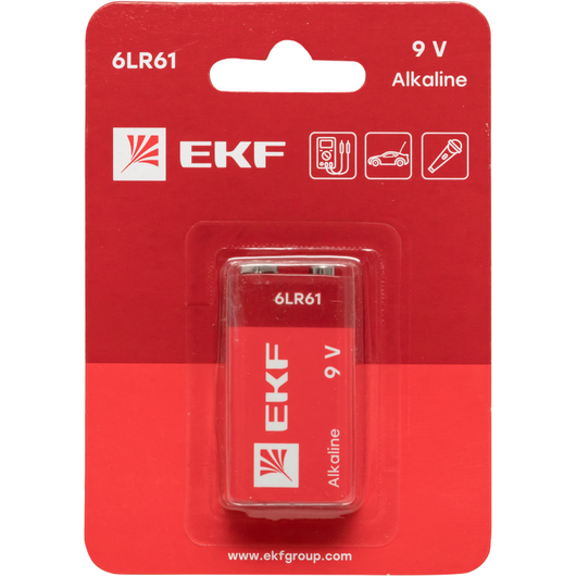 Элемент питания алкалиновый "крона" 6LR61/9V (блист.1шт) EKF 9V-BL1, изображение 6 • Купить по низкой цене в интернет-магазине СМЭК