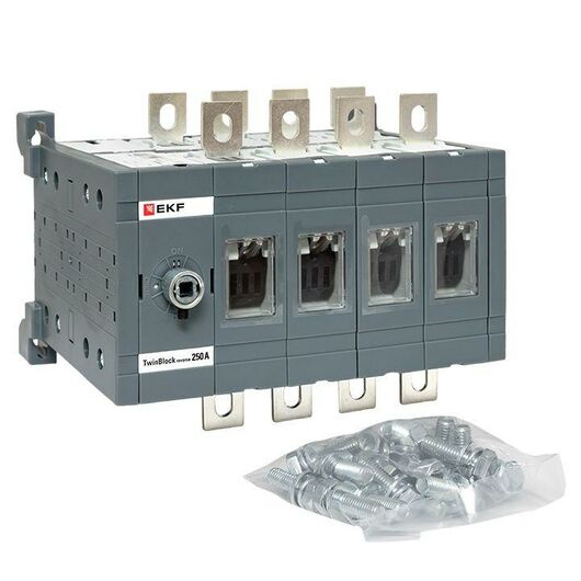 Рубильник 4п 250А реверсивный без рукоятки управления TwinBlock EKF tb-s-250-4p-rev, изображение 6 • Купить по низкой цене в интернет-магазине СМЭК