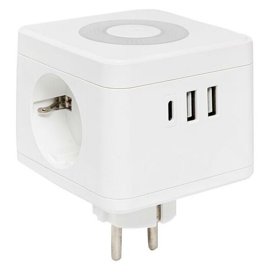 Тройник "Куб" 2 гнезда 2USB 2.4А +Type C + Ночник EKF UBA-CUB-T2-TC, изображение 3 • Купить по низкой цене в интернет-магазине СМЭК