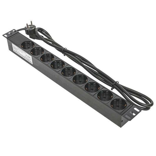 Блок PDU TERACOM PRO 19дюйм 1U 10А/250В 9 роз. Schuko шнур 2м 3х1.5кв.мм вилка C14 корпус пластик черн. EKF TRP-HPD-PL-10A-9SH-2MC14, изображение 3 • Купить по низкой цене в интернет-магазине СМЭК