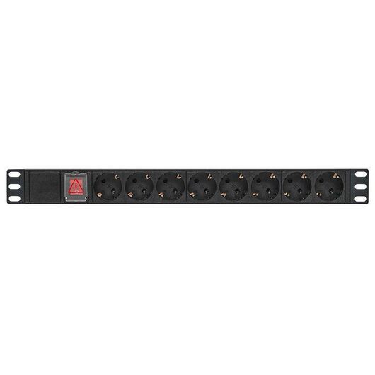 Блок PDU TERACOM PRO 19дюйм 1U 10А/250В 8 роз. Schuko с выключат. без шнура питания вх. разъем C14 корпус алюм. черн. EKF TRP-HPD-LS-10A-8SH-C14, изображение 4 • Купить по низкой цене в интернет-магазине СМЭК