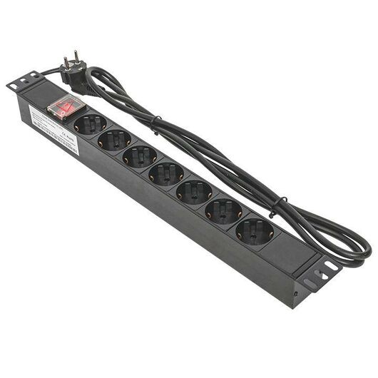 Блок PDU TERACOM 19дюйм 1U 16А/250В 7 роз. Schuko с выключат. шнур 2м 3х1.5кв.мм вилка Schuko корпус пластик черн. EKF TRC-HPD-LS-16A-7SH-2MSH • Купить по низкой цене в интернет-магазине СМЭК
