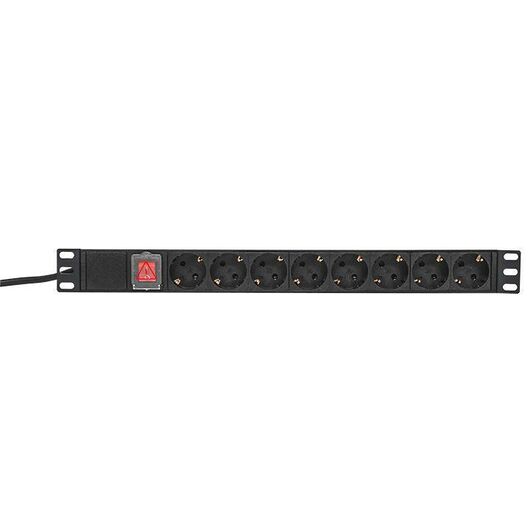 Блок PDU TERACOM PRO 19дюйм 1U 16А/250В 8 роз. Schuko с выключат. шнур 2м 3х1.5кв.мм вилка Schuko корпус алюм. черн. EKF TRP-HPD-LS-16A-8SH-2MSH, изображение 7 • Купить по низкой цене в интернет-магазине СМЭК