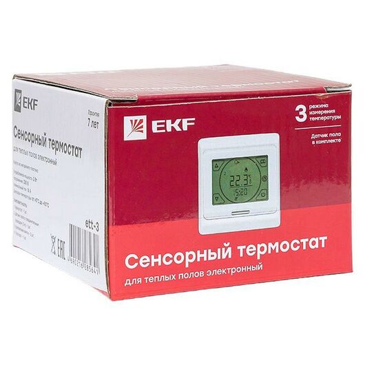 Термостат сенсорный электронный для теплых полов 16А 230В PROxima EKF ett-3, изображение 8 • Купить по низкой цене в интернет-магазине СМЭК