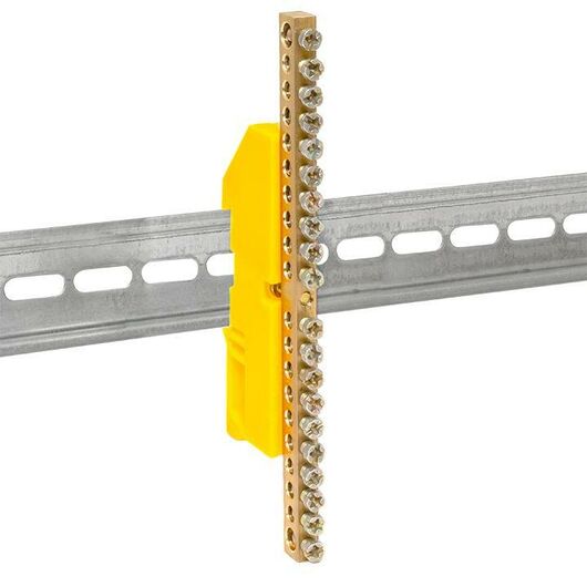 Шина нулевая PE 6x9 20 отверстий латунь желтый изолятор на DIN-рейку PROxima EKF sn0-63-20-dz, изображение 6 • Купить по низкой цене в интернет-магазине СМЭК