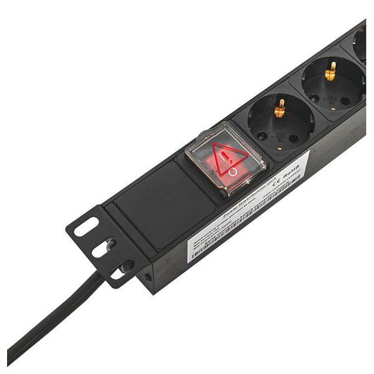 Блок PDU TERACOM PRO 19дюйм 1U 16А/250В 8 роз. Schuko с выключат. шнур 2м 3х1.5кв.мм вилка Schuko корпус алюм. черн. EKF TRP-HPD-LS-16A-8SH-2MSH, изображение 6 • Купить по низкой цене в интернет-магазине СМЭК