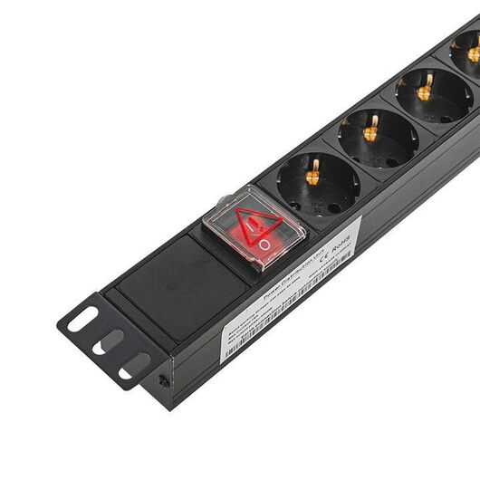 Блок PDU TERACOM PRO 19дюйм 1U 10А/250В 8 роз. Schuko с выключат. без шнура питания вх. разъем C14 корпус алюм. черн. EKF TRP-HPD-LS-10A-8SH-C14, изображение 3 • Купить по низкой цене в интернет-магазине СМЭК