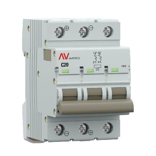 Выключатель автоматический 3п C 20А 10кА AV-10 DC AVERES EKF mcb10-DC-3-20C-av, изображение 2 • Купить по низкой цене в интернет-магазине СМЭК