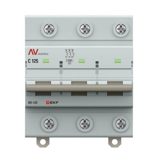 Выключатель автоматический 3п C 125А 10кА AV-125 AVERES EKF mcb125-3-125C-av • Купить по низкой цене в интернет-магазине СМЭК