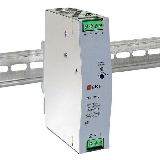 Блок питания на DIN-рейку 75Вт Uвх ~ 220В AC Uвых - 12В DC постоянного тока EKF DR-E-75W-12, изображение 9 • Купить по низкой цене в интернет-магазине СМЭК