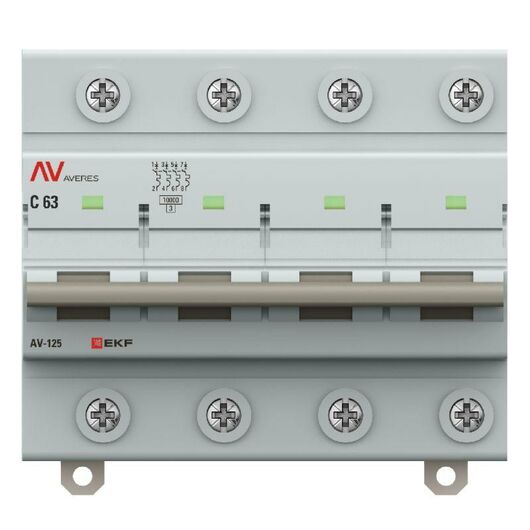 Выключатель автоматический 4п C 63А 10кА AV-125 AVERES EKF mcb125-4-63C-av, изображение 2 • Купить по низкой цене в интернет-магазине СМЭК