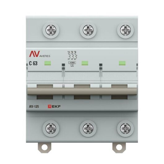 Выключатель автоматический 3п D 63А 10кА AV-125 AVERES EKF mcb125-3-63D-av • Купить по низкой цене в интернет-магазине СМЭК