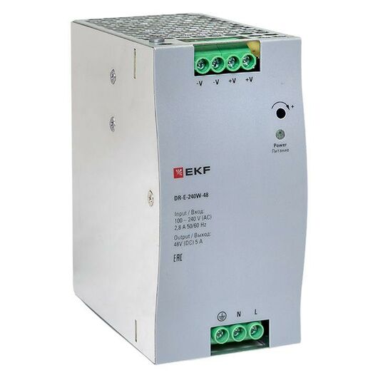Блок питания на DIN-рейку 240Вт Uвх ~ 220В AC Uвых - 48В DC постоянного тока EKF DR-E-240W-48, изображение 4 • Купить по низкой цене в интернет-магазине СМЭК