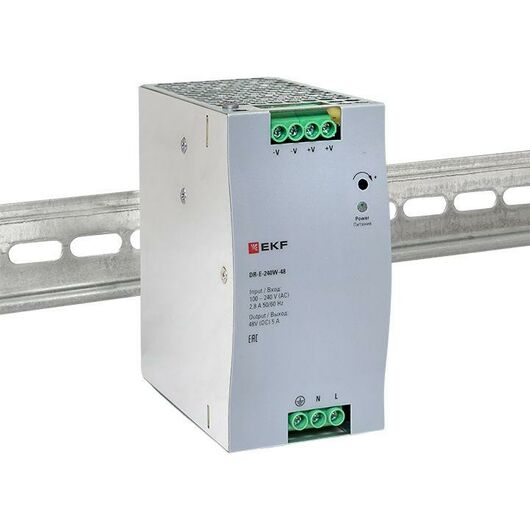 Блок питания на DIN-рейку 240Вт Uвх ~ 220В AC Uвых - 48В DC постоянного тока EKF DR-E-240W-48, изображение 6 • Купить по низкой цене в интернет-магазине СМЭК