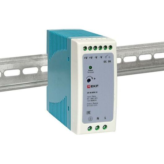 Блок питания на DIN-рейку 60Вт 220В AC/24В DC постоянного тока EKF DR-M-60W-24, изображение 7 • Купить по низкой цене в интернет-магазине СМЭК