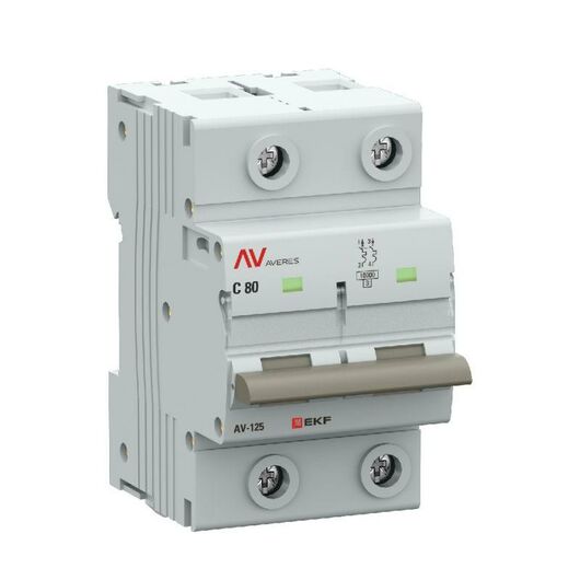Выключатель автоматический 2п D 80А 10кА AV-125 AVERES EKF mcb125-2-80D-av, изображение 3 • Купить по низкой цене в интернет-магазине СМЭК