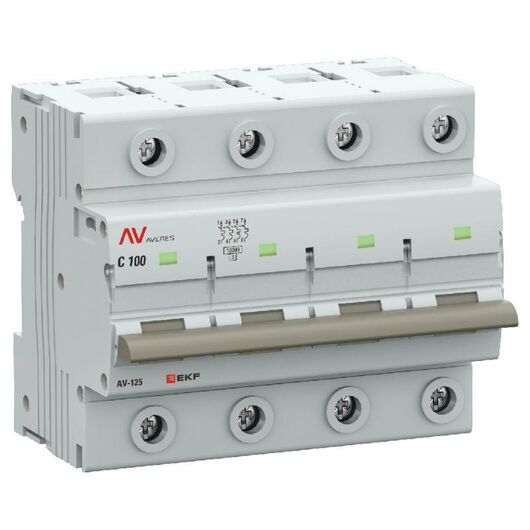 Выключатель автоматический 4п C 125А 10кА AV-125 AVERES EKF mcb125-4-125C-av, изображение 3 • Купить по низкой цене в интернет-магазине СМЭК