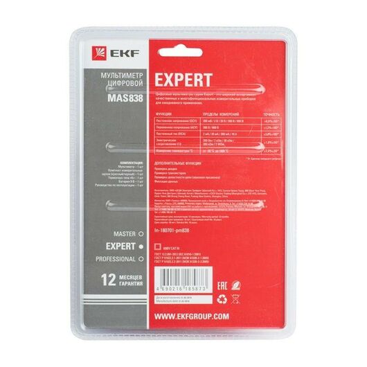 Мультиметр цифровой MAS838 Expert EKF , изображение 3 • Купить по низкой цене в интернет-магазине СМЭК