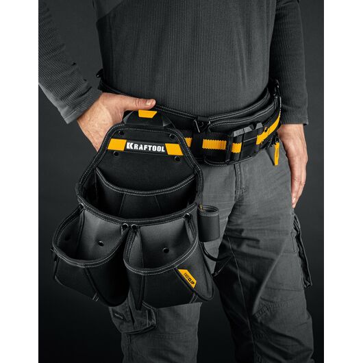 Поясная сумка KP-15 с быстросъёмным креплением FastClip, 15 карманов и петель, 350 х 320 мм (38771) KRAFTOOL, изображение 6 • Купить по низкой цене в интернет-магазине СМЭК